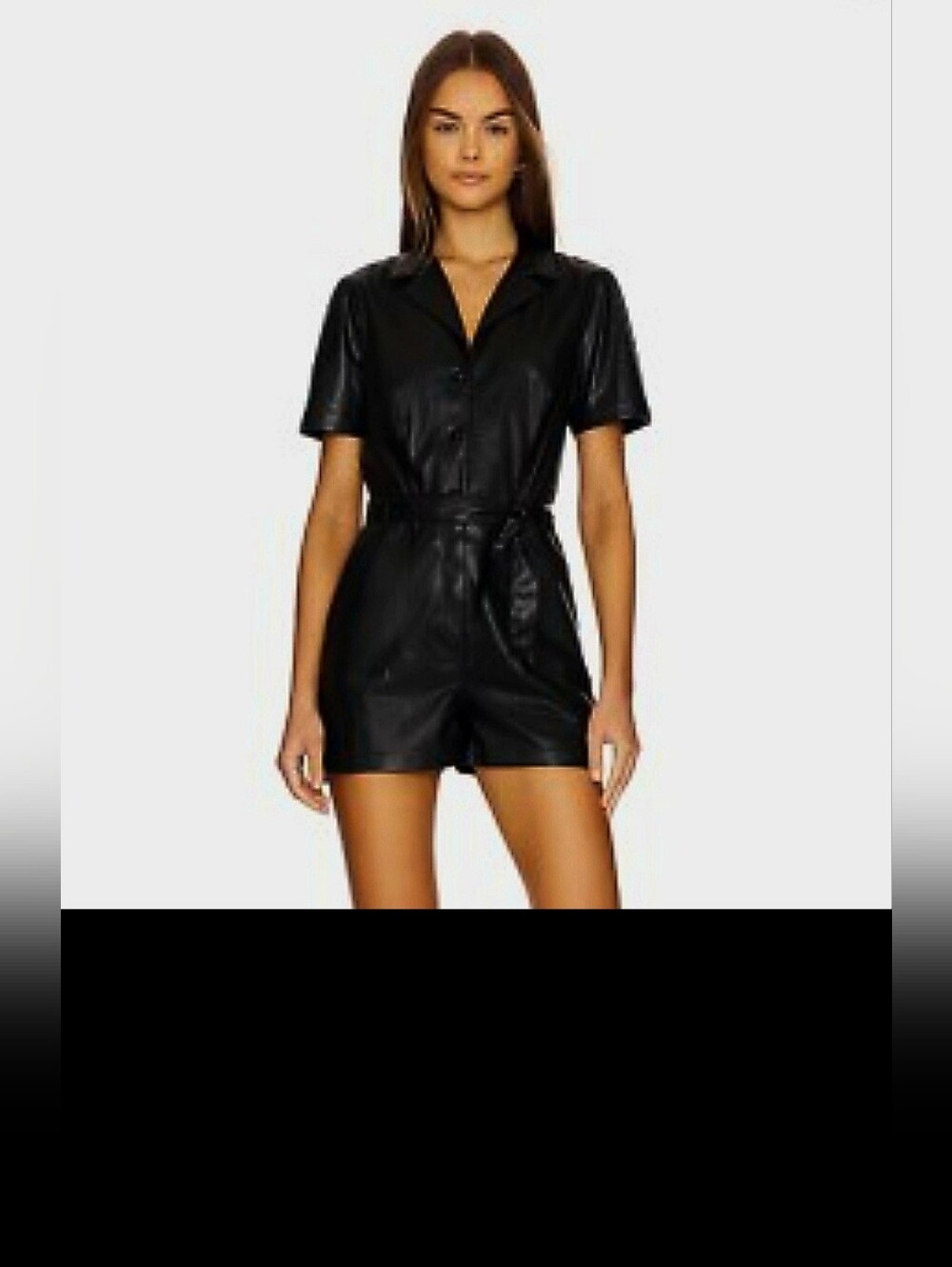 Gorgeous PAIGE Sorenne Faux Leather SOFT Black Romper M - Picture 5 of 14